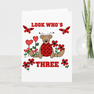 Ladybug Bear 3:e födelsedag Tshirts Kort