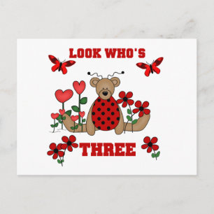 Ladybug Bear 3:e födelsedag Tshirts Vykort