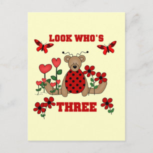 Ladybug Bear 3:e födelsedag Tshirts Vykort