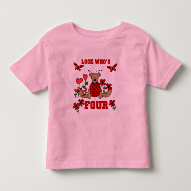 Ladybug Bear 4e födelsedagen Tshirts och Gifts (Framsida)