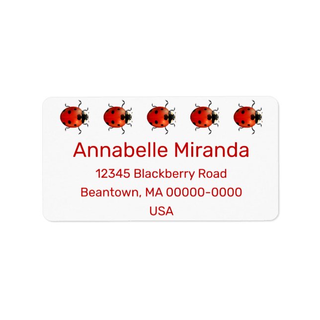 Ladybug Beetles Personalize Label Adressetikett (Framsidan)