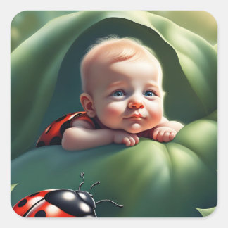Ladybug Bestie Fyrkantigt Klistermärke