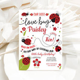 Ladybug Birthday Bjud, Dam Kärlek Kryp Inbjudan