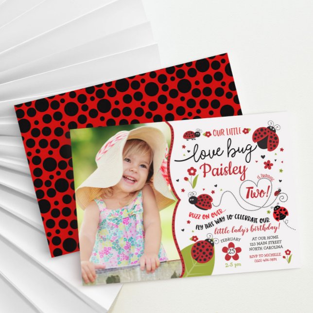 Ladybug Birthday Bjud, Dam Kärlek Kryp Inbjudan (Skapare uppladdad)