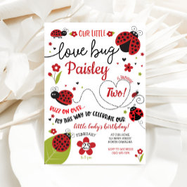 Ladybug Birthday Bjud, Dam Kärlek Kryp Inbjudan