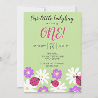 Ladybug Birthday-inbjudan Inbjudningar