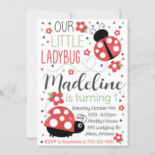 Ladybug Birthday-inbjudan, Ladybug-inbjudan Inbjudningar