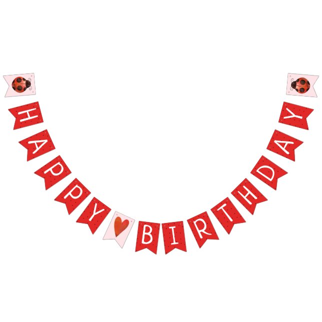 Ladybug Birthday Pennant Banner Bunting Flaggor (Alla)