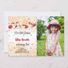 Ladybug Birthday Photo-inbjudan Inbjudningar