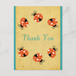 Ladybug Birthday Tack Vykort