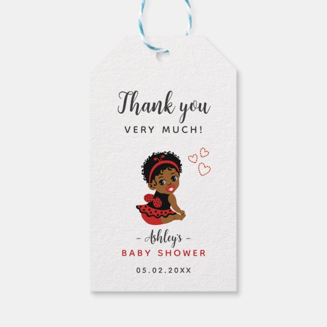 Ladybug Black Baby Shower Favor Gift-Märkre Presentetikett (Baksidan)