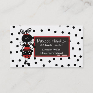 Ladybug Blackboard Teacher Affärskort Tidsbeställning Kort