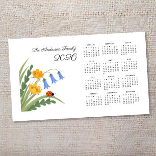 Ladybug Blommigt Botanical Bluebells Calendar 2026