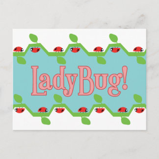 Ladybug Blue Background Vykort