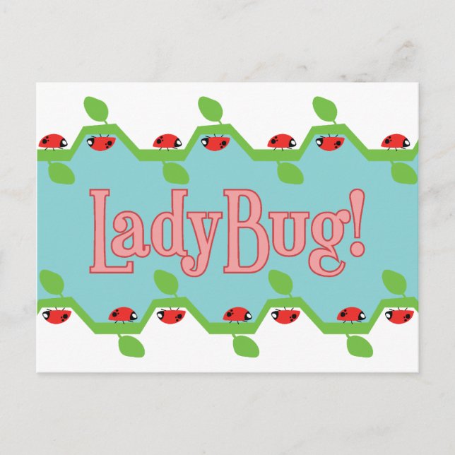 Ladybug Blue Background Vykort (Framsida)