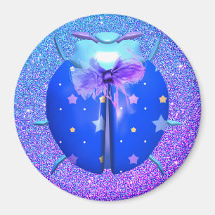 Ladybug blue star söt glitter-utseende övertoning magnet