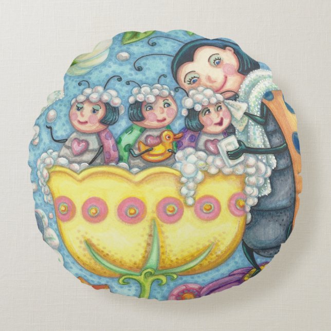 Ladybug Bubblebad LADYBUG FAMILY ACCENT PILLOW Rund Kudde (Framsidan)