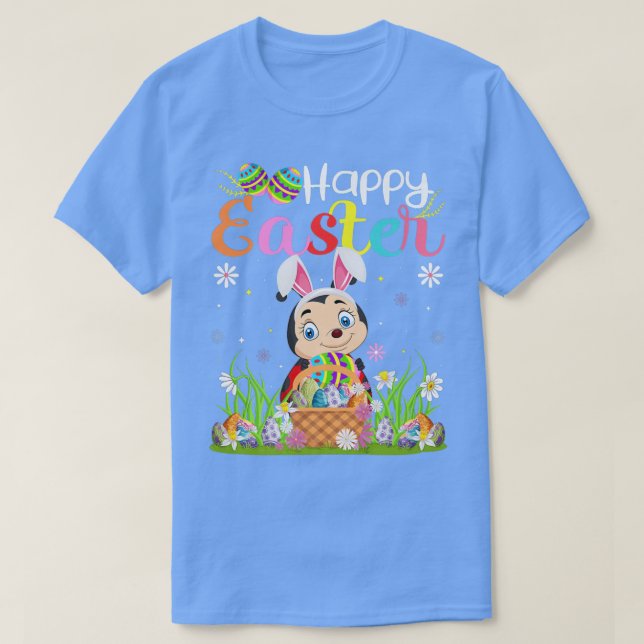 Ladybug Bunny Egg Hunting Funny Ladybug Lycklig Ös T Shirt (Design framsida)