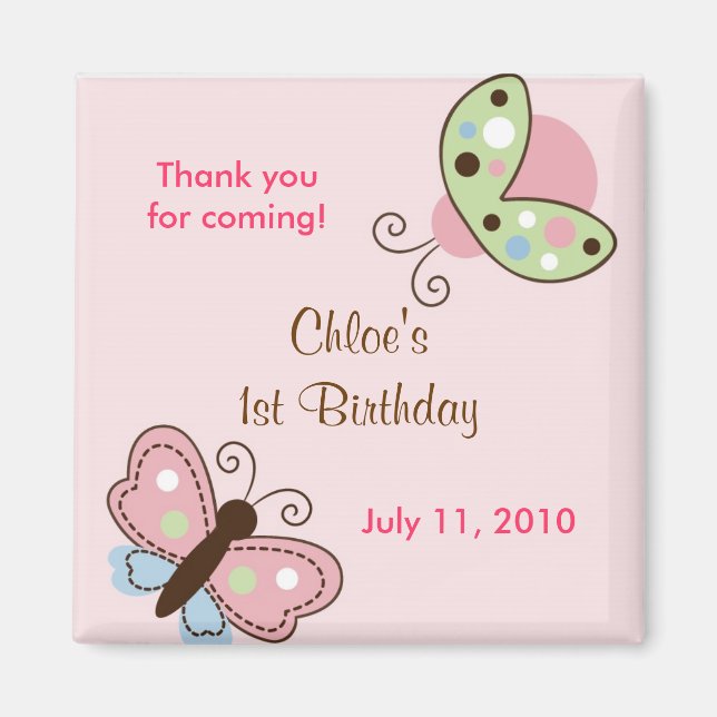 Ladybug Butterfly Birthday Favnets Magnets Magnet (Framsidan)
