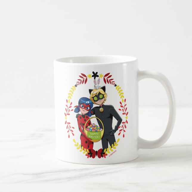 Ladybug & Cat Noir Påsk Basket Kaffemugg (Höger)