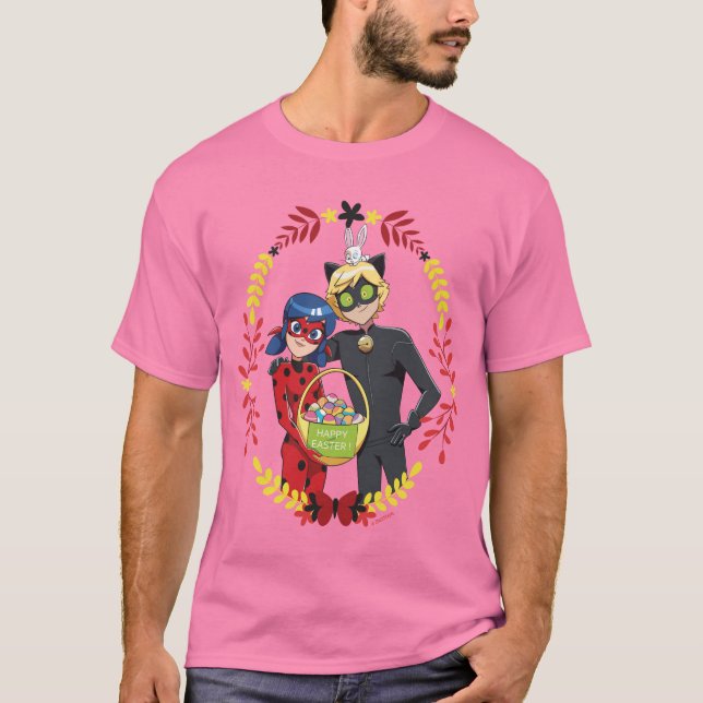 Ladybug & Cat Noir Påsk Basket T Shirt (Framsida)