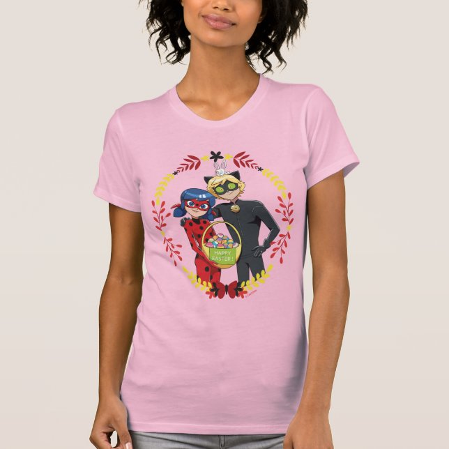 Ladybug & Cat Noir Påsk Basket T Shirt (Framsida)