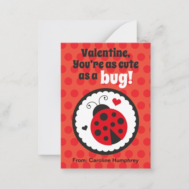 Ladybug Classroom Valentine Cards för barn Anteckningskort (Framsida)