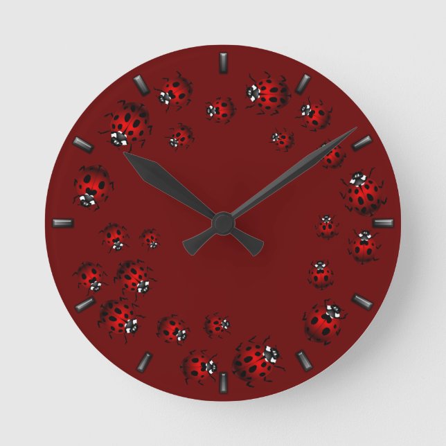 Ladybug Clock Cute Ladybug Ladybird Kryp Clock Rund Klocka (Framsida)