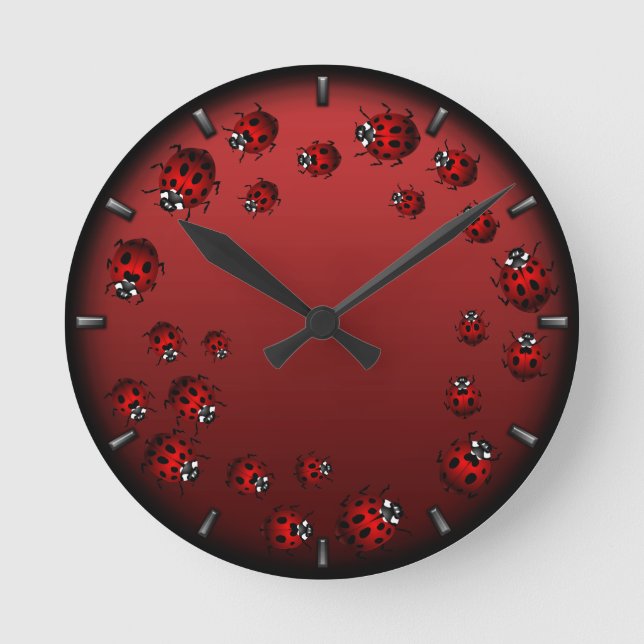 Ladybug Clock Cute Ladybug Ladybird Kryp Wall Cloc Rund Klocka (Framsida)