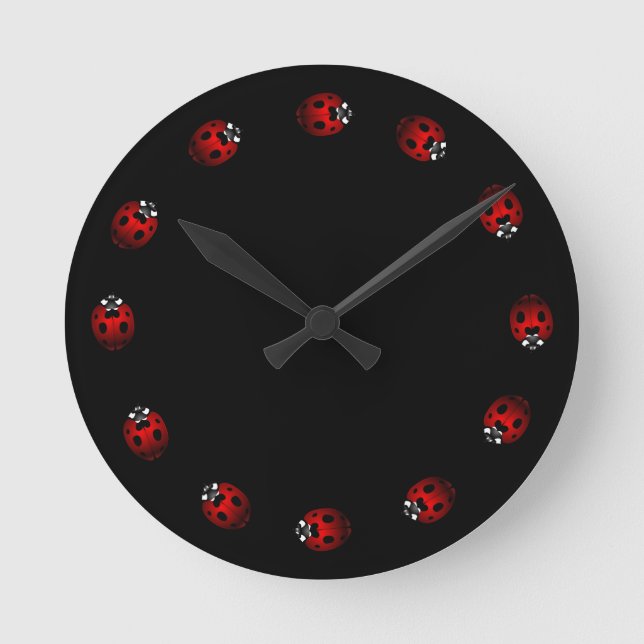 Ladybug Clock Cute Ladybug Ladybird Kryp Wall Cloc Rund Klocka (Framsida)