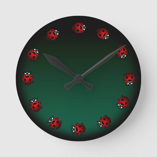 Ladybug Clock Cute Ladybug Ladybird Kryp Wall Cloc Rund Klocka (Framsida)