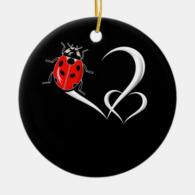 Ladybug Collating Beetles Kryp Heart Ladybird Julgransprydnad Keramik (Framsidan)