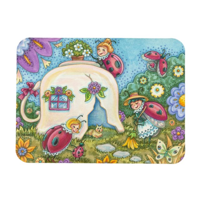 Ladybug Cottage Rectangle MAGNET (Horisontell)