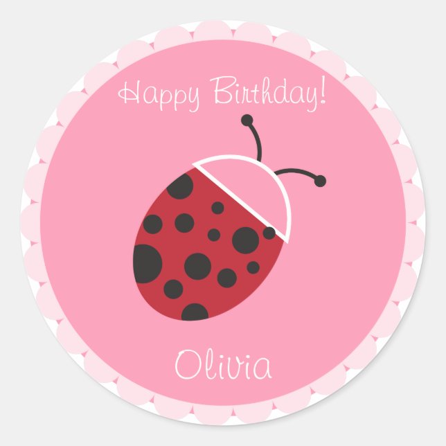Ladybug Cuptårta Topper/Sticker Runt Klistermärke (Framsida)