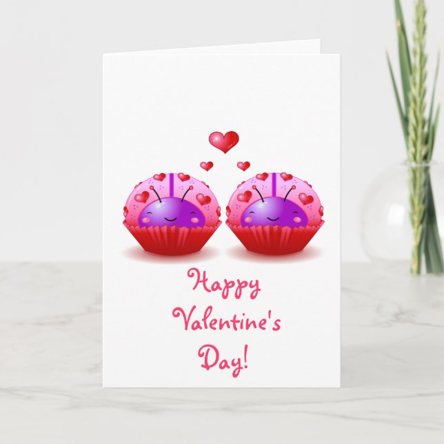 Ladybug Cuptårta Valentine Helgkort (Framsida)