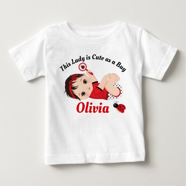 Ladybug Cute Little Girl Baby T-Shirt (Framsida)