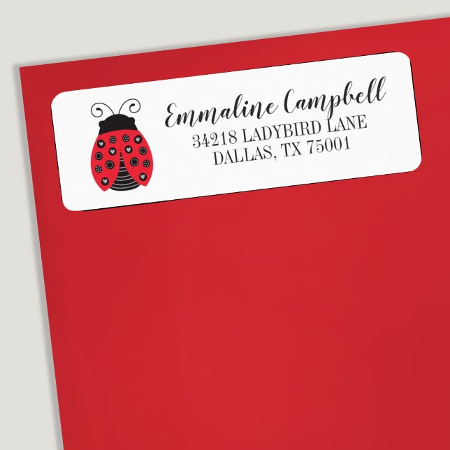 Ladybug Cute Red Address Label Returadress Etikett (an adorable red ladybug address label. So cute for your little lady baby shower invitations.)