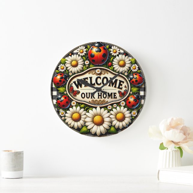Ladybug Daisy Welcome Home Wall Stor Klocka (Hem)