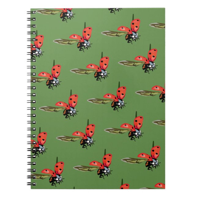 Ladybug, Dam fågel fly Spiral Notebook Anteckningsbok (Framsidan)