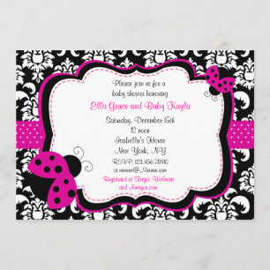 Ladybug Damask Baby Shower-inbjudningar Inbjudningar