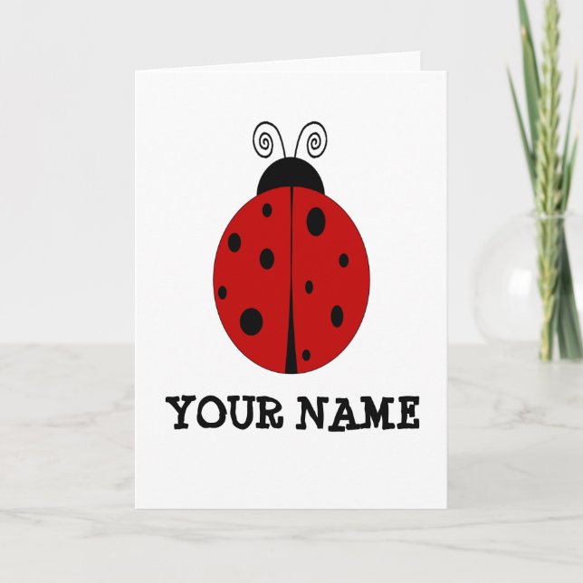 LADYBUG-design anpassad med ANY NAMN Kort (Framsida)