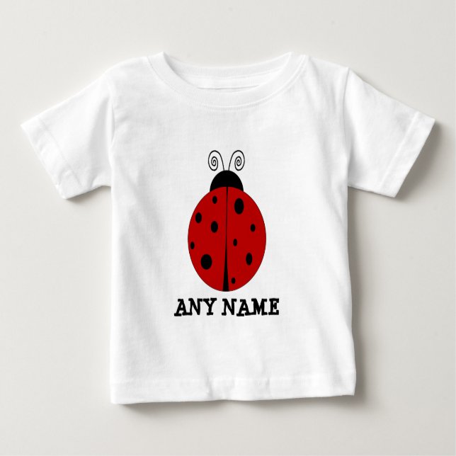 LADYBUG-design anpassad med ANY NAMN T-shirt (Framsida)