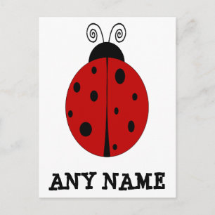 LADYBUG-design anpassad POSTCARD med ANY NAMN Vykort