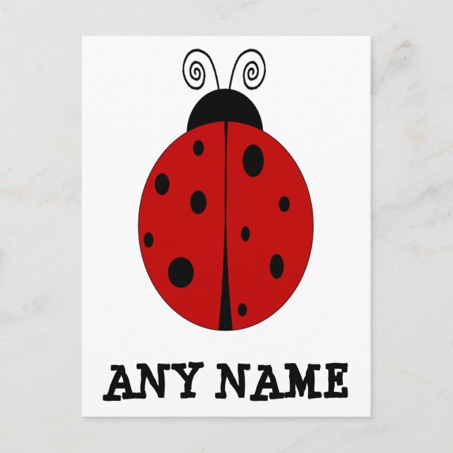 LADYBUG-design anpassad POSTCARD med ANY NAMN Vykort (Framsida)
