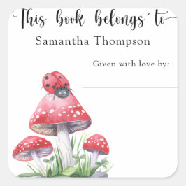 Ladybug - det här bok-tillhöret till fyrkantigt klistermärke