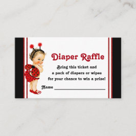 Ladybug Diaper Raffle Biljett Girl Baby Shower Tilläggskort
