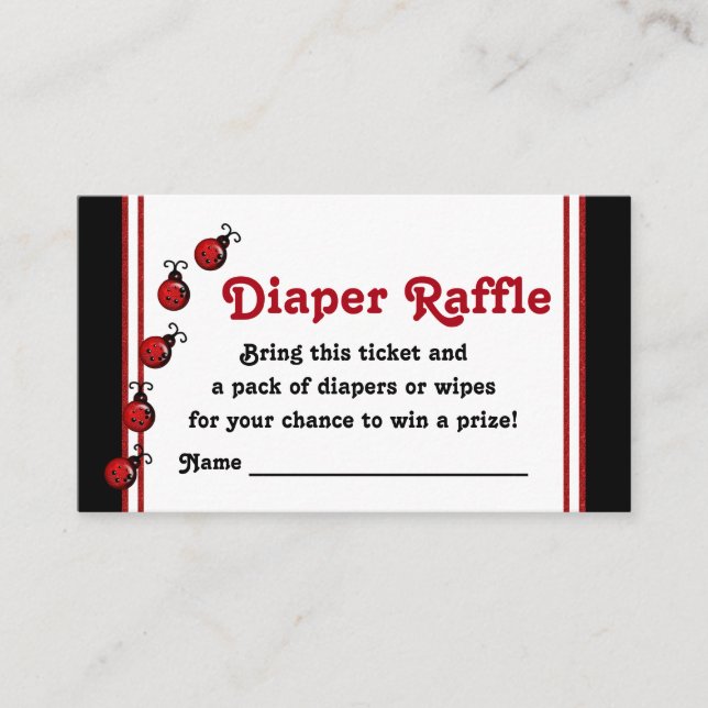 Ladybug Diaper Raffle Biljett Tilläggskort (Framsida)