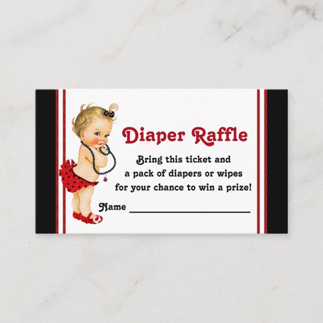 Ladybug Diaper Raffle Biljett Tilläggskort (Framsida)