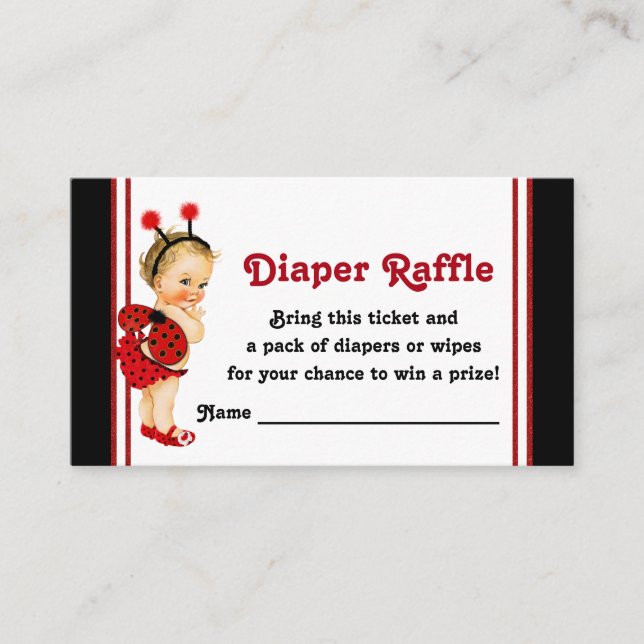 Ladybug Diaper Raffle Biljett Tilläggskort (Framsida)
