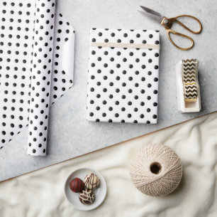 Ladybug-Dots-Black-and-White-Wrapping Papper Presentpapper